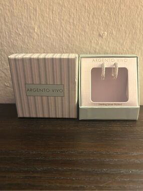 NEW Argento Vivo Silver Crystal Hoop Earrings